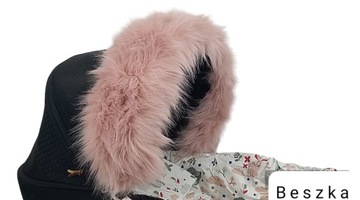 Futerko futro na budkę wózka SZARE RÓŻOWE BRĄZOWE