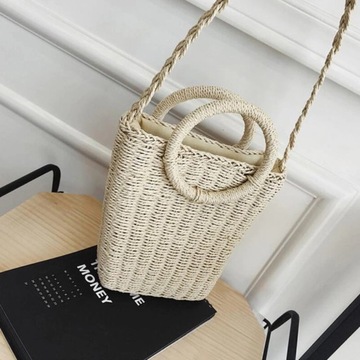 Тканая сумка на плечо BASKET BOHO с длинным ремешком