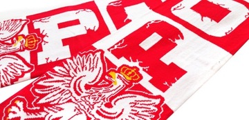 Вязаный веерный шарф ПОЛЬША Eagle Emblem Łączy Nas Piłka белый и красный PL