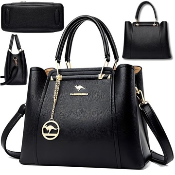 СУМКА ЖЕНСКАЯ КОЖАНАЯ, ЧЕРНАЯ, ЭЛЕГАНТНАЯ СУМКА ИЗ ЭКО КОЖИ, МОДНАЯ