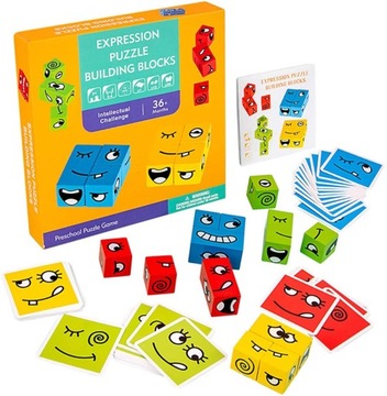 DREWNIANA GRA EDUKACYJNA EMOJI EMOCJE MONTESSORI