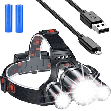 LATARKA CZOŁOWA CZOŁÓWKA WODOODPORNA + KABEL USB