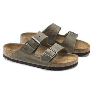 Klapki męskie skórzane Birkenstock Arizona z miękka wkładką na lato wygodne