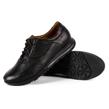 Buty męskie skórzane sportowe casual sznurowane POLSKIE 902KNT CZ czarne 42