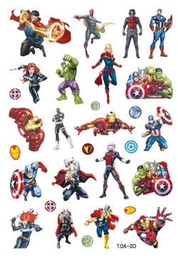 Tatuaże Avengers Iron Man Hulk Marvel ŚWIECĄCE! PL