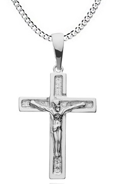 SREBRNY KRZYŻYK KRZYŻ Z ŁAŃCUSZKIEM 60cm Pr.925