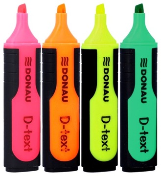Zakreślacz fluorescencyjny D-Text 4szt mix zestaw