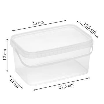 ПРЯМОУГОЛЬНОЕ ВЕДРО 2,5 Л с допуском ПИЩЕВЫХ ПРОДУКТОВ, прозрачное