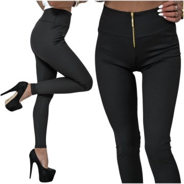 STYLOWE PRĄŻKOWANE LEGGINSY Z ZIPEM CAREN! L