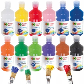 GĘSTE Farby plakatowe HAPPY COLOR 12 podstawowych kolorów x 0,5l ZESTAW