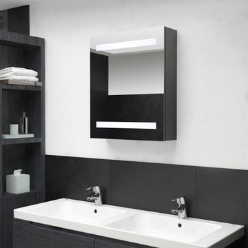 SZAFKA ŁAZIENKOWA Z LUSTREM I LED SZARA 50X14X60CM