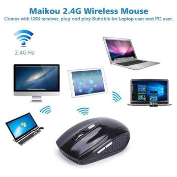 2.4G Ergonomiczna bezprzewodowa mobilna mysz optyczna + USB