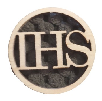 Hostia IHS Pierwsza Komunia drewniana 4cm 2 szt