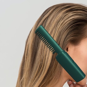 Беспроводная щетка-выпрямитель для волос, зеленая расческа с защитой от ожогов