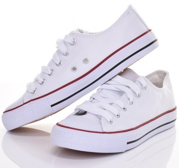 MATERIAŁOWE TRAMPKI DAMSKIE TENISÓWKI BUTY SPORTOWE BIAŁE