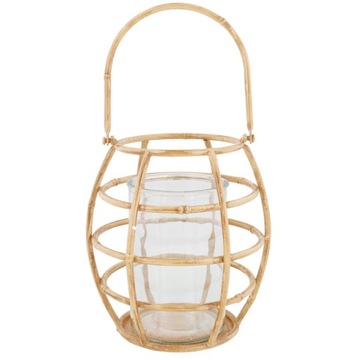 LAMPION ŚWIECZNIK LATARENKA METAL IMITACJA BAMBUS