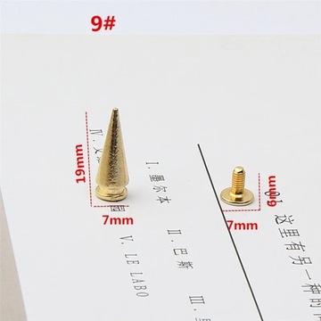 All Kinds of Gold Metal Screwback Cone Studs Bullet Spike Stud Punk Bag