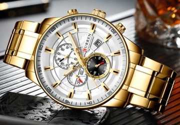 CURREN ELEGANCKI ZEGAREK MĘSKI DATOWNIK CHONOGRAF