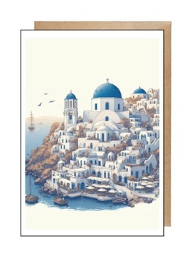 Kartka pocztówka eko koperta urodziny imieniny podróże Santorini