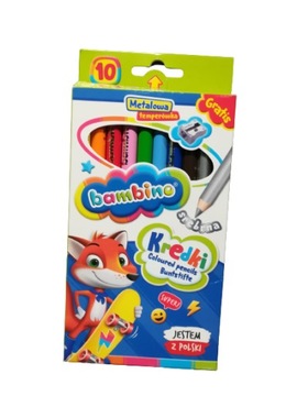 Kredki Bambino GRUBE 10szt + metalowa temperówka