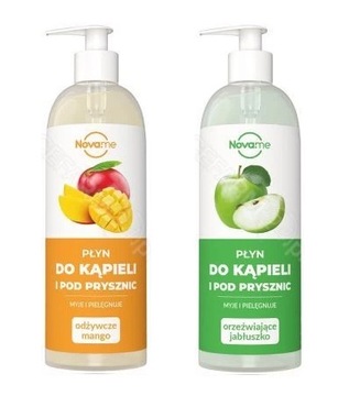 NOVAME ZESTAW PŁYNÓW DO KĄPIELI 2x500ml MANGO + ZIELONE JABŁUSZKO