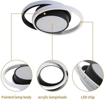 СВЕТОДИОДНЫЙ ПОТОЛОЧНЫЙ СВЕТИЛЬНИК КРУГЛЫЙ ЧЕРНЫЙ СОВРЕМЕННЫЙ ДЛЯ ГОСТИНОЙ 32ВТ 6500К