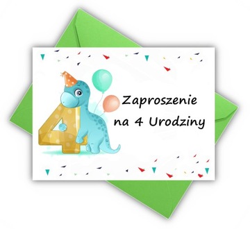 ZAPROSZENIA NA 4 URODZINY CZTERY LATKA DINOZAURY