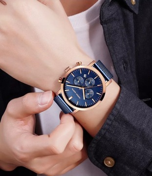Zegarek męski luksusowy biznes bransoleta mesh