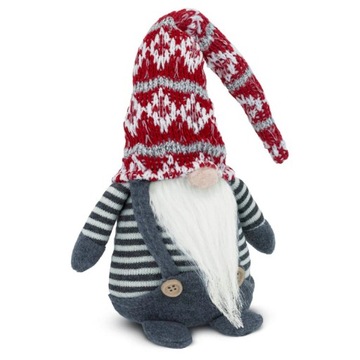 ŚWIĄTECZNY SKRZAT OZDOBA ŚWIETA KRASNAL GNOM POD CHOINKĘ STOJĄCY PASKI