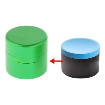 Коробка чашки держателя мела кия для бассейна легкая в использовании зеленого цвета округлой формы алюминиевого сплава