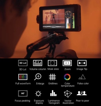 Monitor podglądowy VILTROX DC-550 HD HDMI 3D LUT + akumulator HDMI etui