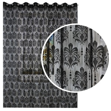 FIRANY MAKARONY NA PRZELOTKI ornamenty CZARNA FIRANA GLAMOUR 280x290 wys .