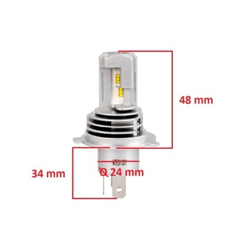 ОДНА СВЕТОДИОДНАЯ ЛАМПА H4 12В 6500К МОЩНЫЕ МОТОРДИОДЫ