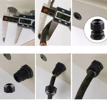 НАБОР XXL КАБЕЛЬНЫХ ВВОДОВ IP68 ВОДОНЕПРОНИЦАЕМЫЙ 3-16 мм ЧЕРНЫЙ Ввод 50 ШТ.