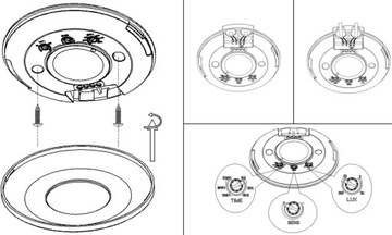 Микроволновой датчик движения с плоским потолком, 360°