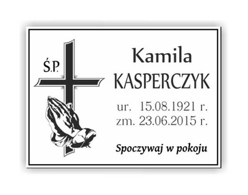 Tablica nagrobna GRUBA tabliczka na grób krzyż