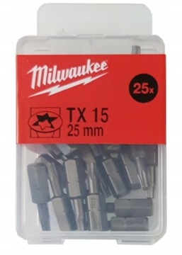Bity Milwaukee TORX 15 25mm Końcówka Nierdzewna 25 sztuk