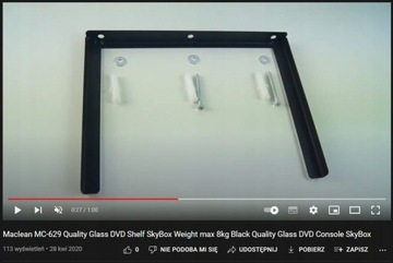 PÓŁKA ŚCIENNA TV SZKLANA LCD DVD AUDIO BYDGOSZCZ