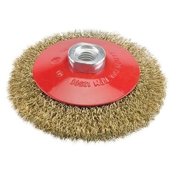 SZCZOTKA DRUCIANA 125mm M14 BOCZNA MOSIĄDZOWANA DO STALI METALU DREWNA RDZY