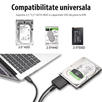 КАБЕЛЬ АДАПТЕРА USB 3.0 - SATA ДИСК HDD SSD 2.5'' 3.5'' + БЛОК ПИТАНИЯ