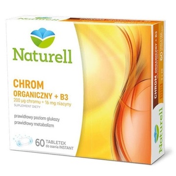 NATURELL Chrom organiczny+B3 60 tabl odchudzanie
