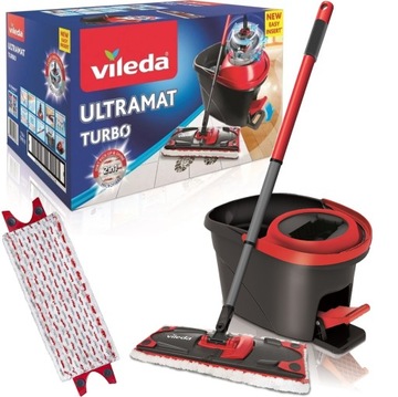 ВРАЩАЮЩАЯСЯ ШВАБРА VILEDA С ВЕДРОМ Easy Wwring Ultramax НАБОР МИКРОФИБРЫ