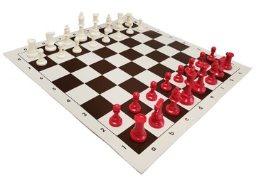 KOLOROWY ZESTAW SZKOLNY/SZACHY figury+ szachownica