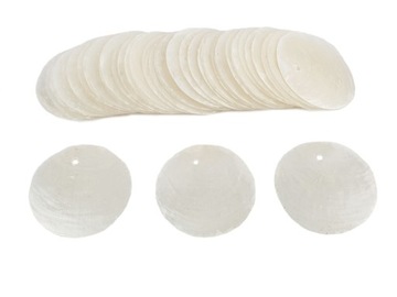 MUSZLE CAPIZ z dziurką MASA PERŁOWA 5 cm, 50 szt