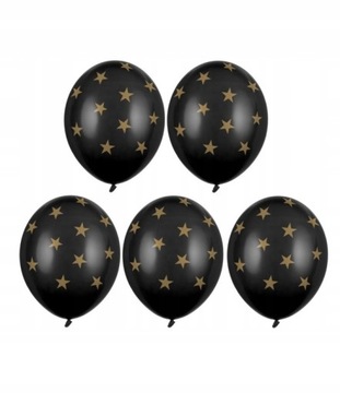 Balony Czarne w Złote Gwiazdki Urodziny 1-99