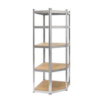 Regał metalowy magazynowy narożny 5 półek garażowy 180x40x70cm 875kg Rebel