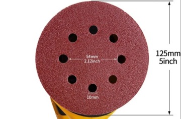 АБРАЗИВНЫЕ ДИСКИ НА ВЕЛКРО 125 мм. P150 ШЛИФОВАЛЬНАЯ БУМАГА С ОТВЕРСТИЯМИ 10 шт.
