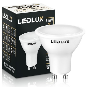 Żarówka LED GU10 7,5W =70W SMD 4000K neutralna Premium LEDLUX nie mruga