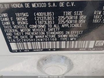 Honda HR-V II 2019 Honda HR-V 2019 HONDA HR-V SPORT 1.8 Benzyna 141KM, zdjęcie 20