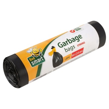 BEESMART WORKI NA ŚMIECI CZARNE MOCNE 60L 10SZT